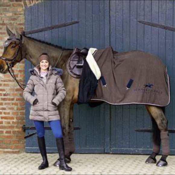 NWT Schockemohle Premium Fleece Rug w. Faux Fur Trim Black Size 81 - Picture 4 of 16